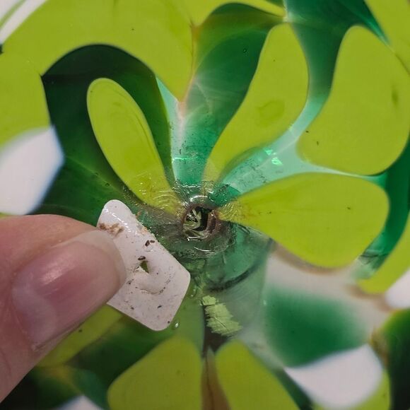 Hand-blown Green Flat Ornament Unique Art By Sternen Glass Germany - Picture 7 of 8